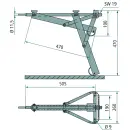 Ocynkowany wspornik obrotowy Podwozie systemu ALKO A 505 mm B 470 mm C 260 mm D 190 mm
