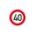 Znak predkosci Folia PVC czerwony / bialy 40 km / h