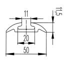 Listwa mocujaca Airline aluminiowa dl. 2998 mm z otworami, szer. 50 mm, wys. 11,5 mm