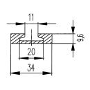 Aluminiowa listwa mocujaca Airline dl. 2998 mm z otworami, szer. 34 mm, wys. 9,6 mm