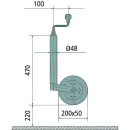 Kolo podporowe AL-KO obrecz z pelnej gumy stalowej 200x50, 150 kg